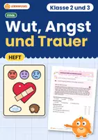 Vorschau - Arbeitsblätter - Wut, Angst, Trauer Übungsheft Klasse 2 und 3 | Ethik, Gefühls-Skala, Bauch-Atmung - Deckblatt
