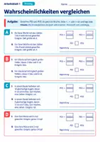 Vorschau - Arbeitsblätter - Wahrscheinlichkeiten vergleichen | Mathematik Klasse 8 Gymnasium | 10 Arbeitsblätter mit Lösungen als PDF - Seite 1
