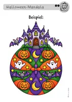 Vorschau - Mal- und Bastelvorlagen - Mandala Halloween Gruselvilla - Seite 1
