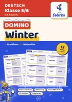 Vorschau - Spiele - Winter Domino | Präteritum stark und schwach | 30 Karten, 2 Stufen | LRS | Klasse 5–6 - Deckblatt