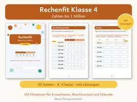 Vorschau - Arbeitsblätter - Rechenfit Klasse 4 - Zahlen bis 1 Million - Deckblatt