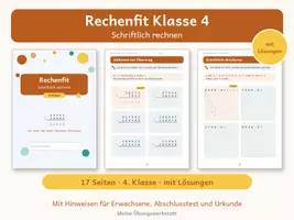 Vorschau - Arbeitsblätter - Rechenfit Klasse 4 – Schriftlich rechnen - Deckblatt
