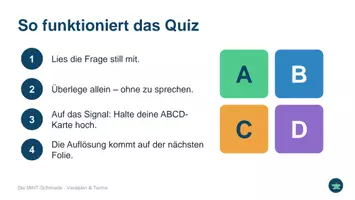 Vorschau - Spiele - Quiz-Präsentation & Checkout-Tickets: Variablen & Terme – 24 ABCD-Fragen mit Auflösung (MsPowerPunkt, Canva-tauglich) - Seite 2