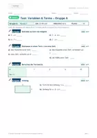 Vorschau - Test - Test Variablen & Terme – 4 Versionen (Gruppe A/B, 2 Niveaus) mit Erwartungshorizont & Notenschlüssel - Seite 3