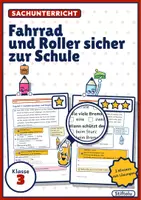 Vorschau - Arbeitsblätter - Fahrrad und Roller Klasse 3 | Verkehrszeichen, Ausrüstung und Schulweg | mit Lösungen - Deckblatt