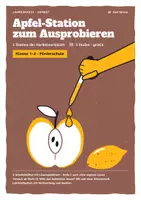 Vorschau - Arbeitsblätter - Apfel-Station gratis | 3 Stufen mit Versuch, Klasse 1–2, Förderschule - Deckblatt