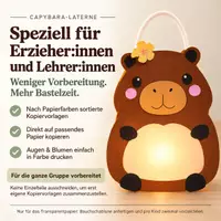 Vorschau - Mal- und Bastelvorlagen - Capybara-Laterne basteln – Kopiervorlagen mit Platzierungshilfen - Deckblatt