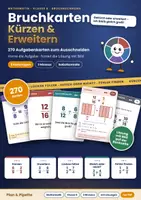 Vorschau - Aufgabenkarten - Brüche kürzen und erweitern Klasse 6: 270 Bruchkarten mit Lösung und Bild | Aufgabenkarten · 3 Niveaus - Deckblatt