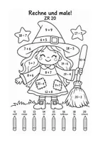 Vorschau - Arbeitsblätter - Halloween Rechenmalblätter Hexe vierfach differenziert - Seite 3