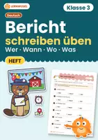 Vorschau - Arbeitsblätter - Bericht schreiben – Übungsheft Deutsch Klasse 3 | W-Fragen | mit Lösungen - Deckblatt