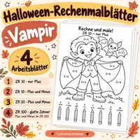 Vorschau - Arbeitsblätter - Halloween Rechenmalblätter Vampir vierfach differenziert - Deckblatt