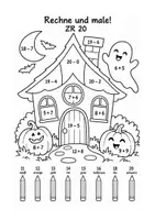 Vorschau - Arbeitsblätter - Halloween Rechenmalblätter Geisterhaus vierfach differenziert - Seite 3