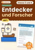 Vorschau - Arbeitsblätter - Entdecker und Forscher Übungsheft Klasse 3 und 4 | Zeitstrahl, Weltkarte, Lesetexte - Deckblatt