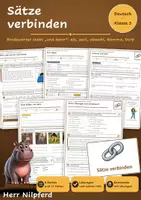 Vorschau - Arbeitsblätter - Gruselgeschichten Klasse 5: Sätze verbinden (Deutsch, Konjunktionen statt „und dann“, mit Übungsseite, Lösungen und Folien) - Deckblatt