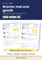 Vorschau - Arbeitsblätter - Brüche multiplizieren und dividieren Klasse 7 –Differenziertes Arbeitsblatt mit Lösungen | Fit in 10 Mathe - Deckblatt