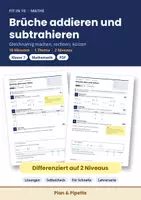 Vorschau - Arbeitsblätter - Brüche addieren und subtrahieren Klasse 7 – Differenziertes Arbeitsblatt mit Lösungen | Fit in 10 Mathe - Deckblatt