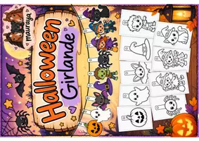 Vorschau - Mal- und Bastelvorlagen - Halloween Girlande zum Ausmalen und Basteln - Seite 1