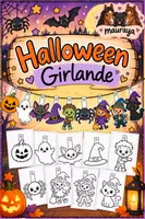 Vorschau - Mal- und Bastelvorlagen - Halloween Girlande zum Ausmalen und Basteln - Deckblatt