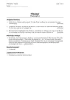 Vorschau - Klassenarbeiten - Philosophie-Klausur Q1/Q2: Hume vs. Sartre mit Erwartungshorizont - Deckblatt