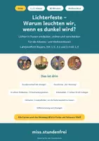 Vorschau - Stundenentwürfe - Ethik Klasse 1/2: Lichterfeste – Warum leuchten wir, wenn es dunkel wird? · Doppelstunde (90 Minuten) für Weihnachten und die Adventszeit - Deckblatt