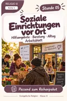 Vorschau - Unterrichtsreihen - RELIGIO 8 – Soziale Einrichtungen vor Ort | Beratung, Hilfe & Teilhabe - Deckblatt