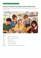 Vorschau - Arbeitsblätter - Essen, Kochen und gesunde Ernährung – DaZ in drei Niveaus A1, A2, B1 | Wortschatz, Lesetexte, Rezept, Mensa, Klasse 5–10 - Seite 1