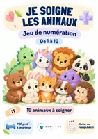 Aperçu - Jeux - Je soigne les animaux – Jeu de numération de 1 à 10 | Atelier de manipulation MS-GS - Page de couverture
