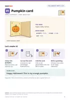 Vorschau - Mal- und Bastelvorlagen - Kürbis-Karte basteln – Halloween Englisch Grundschule | kostenlose Bastelvorlage Kl. 3–4 - Seite 1