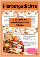 Vorschau - Arbeitsblätter - Herbstgedichte – Reime, Wortarten und Gedichtanalyse - Deckblatt