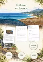 Vorschau - Unterrichtsreihen - Erdbeben und Tsunamis – Große Lernwerkstatt Geografie & Erdkunde | Entstehung, Seismologie, Naturgefahren | Arbeitsblätter mit Lösungen - Deckblatt