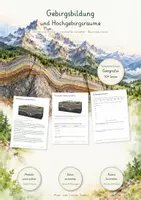 Vorschau - Unterrichtsreihen - Gebirgsbildung und Hochgebirgsräume – Große Lernwerkstatt Geografie & Erdkunde | Alpen, Himalaya, Anden | Arbeitsblätter mit Lösungen - Deckblatt