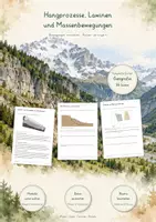 Vorschau - Unterrichtsreihen - Hangprozesse, Lawinen & Massenbewegungen – Große Lernwerkstatt Geografie & Erdkunde | Steinschlag, Felssturz, Erdrutsch, Muren, Schneebrettlawinen, Hangstabilität & Naturgefahren | Arbeitsblätter mit Lösungen - Deckblatt