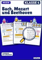Vorschau - Arbeitsblätter - Musik Klasse 4 | Komponisten-Steckbriefe: Bach, Mozart und Beethoven | mit Lösungen - Deckblatt