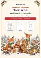 Vorschau - Mal- und Bastelvorlagen - Weihnachten Klassendeko – Tierische Weihnachtsfreunde | Ausmalbilder, Wimpel & Türschild | Basteln, Malen und Ausschneiden | Winter - Deckblatt