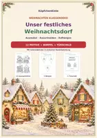 Vorschau - Mal- und Bastelvorlagen - Weihnachten Klassendeko – Unser festliches Weihnachtsdorf | Ausmalbilder, Wimpel & Türschild | Basteln, Malen und Ausschneiden | Winter - Deckblatt