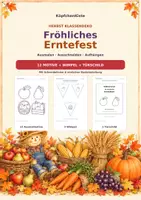 Vorschau - Mal- und Bastelvorlagen - Herbst Klassendeko – Fröhliches Erntefest | Ausmalbilder, Wimpel & Türschild | Basteln, Malen und Ausschneiden - Deckblatt
