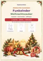 Vorschau - Mal- und Bastelvorlagen - Weihnachten Klassendeko Materialpaket – 6 Hefte | 72 Ausmalbilder, 18 Wimpel & 6 Türschilder | Basteln, Malen und Ausschneiden | Winter - Seite 1