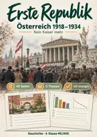 Vorschau - Arbeitsblätter - Erste Republik Österreich 1918–1934 – Arbeitsheft mit Lösungen & Test 40 Seiten - Deckblatt