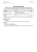 Vorschau - Klassenarbeiten - Spanisch-Klausur: España plurilingüe (aragonés) + EWH - Deckblatt