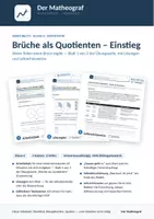 Vorschau - Arbeitsblätter - Brüche als Quotienten – Einstieg (Kl. 6) – Arbeitsblatt mit Lösungen - Deckblatt