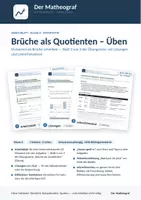 Vorschau - Arbeitsblätter - Brüche als Quotienten – Üben (Kl. 6) – Arbeitsblatt mit Lösungen - Deckblatt