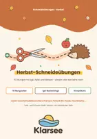 Vorschau - Mal- und Bastelvorlagen - Schneideübungen Herbst | 15 Vorlagen mit Igel, Blättern & Apfel | Schneiden lernen, Feinmotorik & Förderschule - Deckblatt