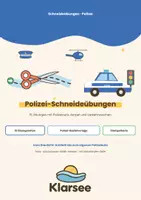 Vorschau - Arbeitsblätter - Schneideübungen Polizei | 15 Vorlagen & Bastelvorlage Polizeiauto | Feinmotorik, Förderschule & Grundschule - Deckblatt