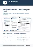 Vorschau - Arbeitsblätter - Übungsserie Antiproportionale Zuordnungen (Kl. 7) – 3 Blätter mit Lösungen - Seite 1