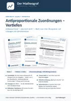 Vorschau - Arbeitsblätter - Antiproportionale Zuordnungen – Vertiefen (Kl. 7) – Arbeitsblatt mit Lösungen - Deckblatt