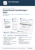 Vorschau - Arbeitsblätter - Proportionale Zuordnungen – Üben (Kl. 7) – Arbeitsblatt mit Lösungen - Deckblatt