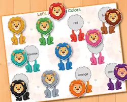 Vorschau - Arbeitsblätter - Löwen Farben Zuordnungsspiel Kindergarten Vorschule - Seite 1