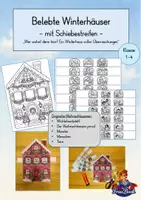 Vorschau - Mal- und Bastelvorlagen - Belebte Winterhäuser mit Schiebestreifen – Weihnachtsbasteln Grundschule Klasse 1–4 - Deckblatt
