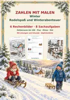 Vorschau - Arbeitsblätter - Zahlen mit Malen – Rodelspaß und Winterabenteuer Zahlenraum 100 Mathe Rechnen und Ausmalen mit Lösungen - Deckblatt