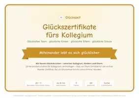 Vorschau - Lehrpläne/Lehrermaterial - Glückszertifikate fürs Kollegium – Wertschätzung im Team - Deckblatt
